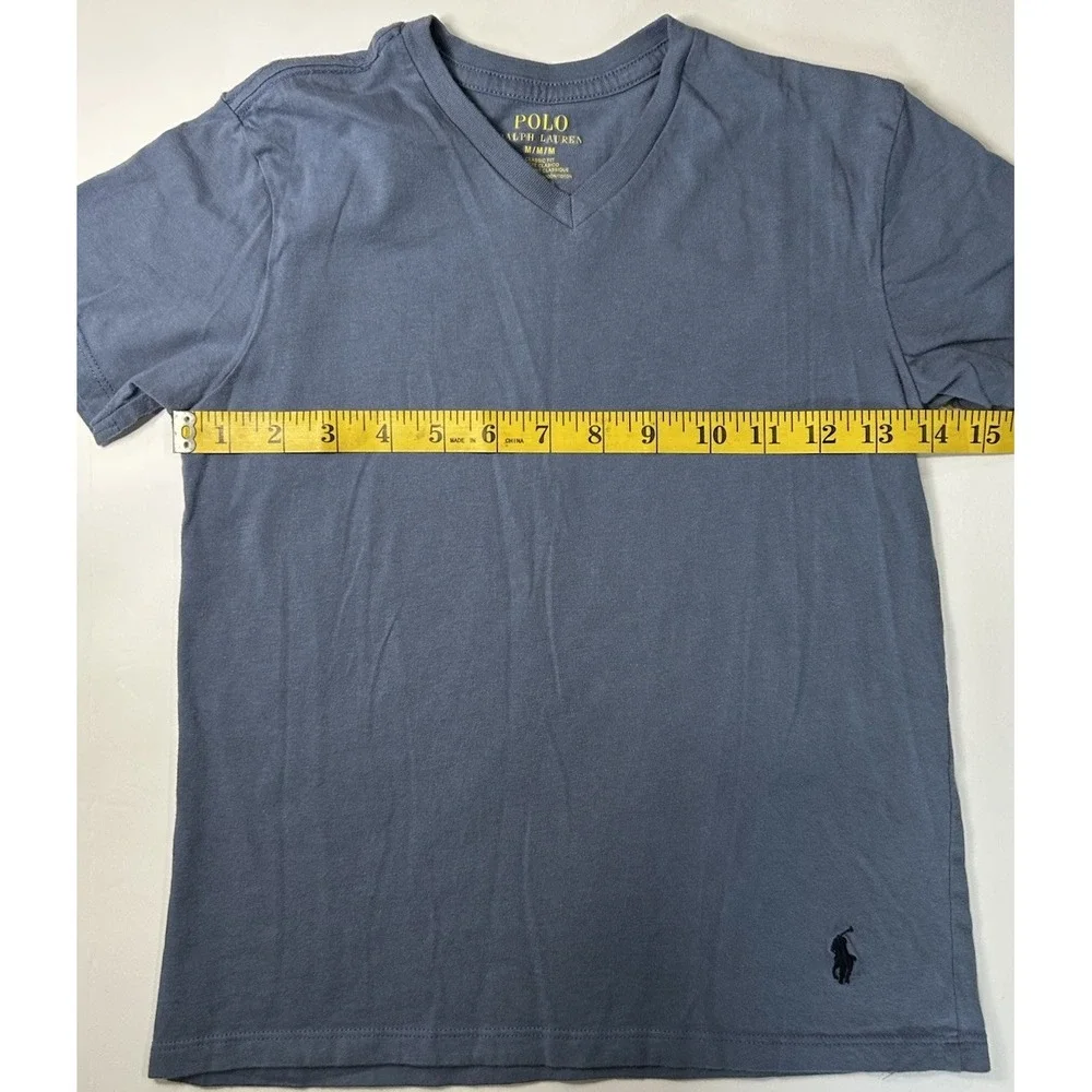 Ralph Lauren Pony Short‎ Sleeve V-Neck T-Shirt Blue Gray Toddler Size Medium